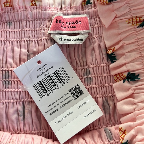 Kate spade ♠️ pineapple smock peplum top BNWT - Picture 3 of 3